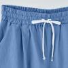 Uillui Women's Casual Comfy Loose Cotton Linen Shorts Elastic Waist Plus Size Casual Beach Shorts Knee Length Bermuda Shorts view 4