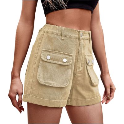 Uillui Women's Girls Cargo Shorts Summer Relaxed Fit Hiking Bermuda Shorts Denim Distressed High Waisted Pockets Jean Shorts