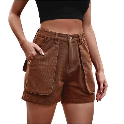 Uillui Women's Girls Cargo Shorts Summer Relaxed Fit Hiking Bermuda Shorts Denim Distressed High Waisted Pockets Jean Shorts