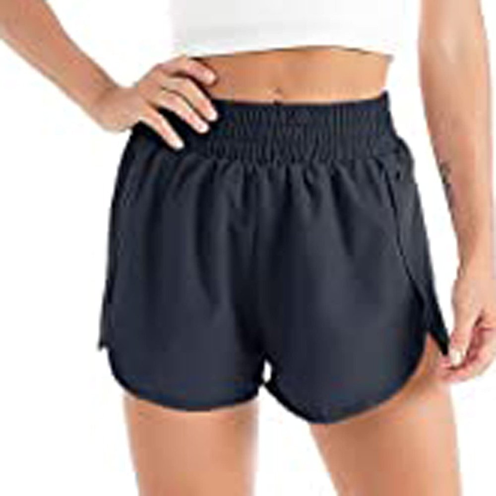 Women's High Waisted Dolphin Running Shorts 2.5" Mesh Liner Quick Dry Sport Athletic Gym Workout Shorts with Pockets Navy