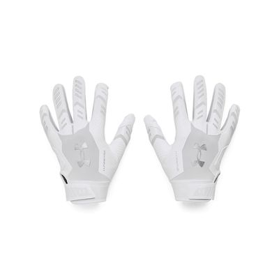 Under Armour Boys' F9 Nitro Football Gloves, (100) White/Distant Gray/Metallic Silver, Small