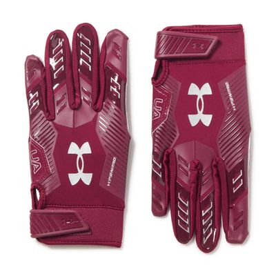 Under Armour Men's F9 Nitro Football Gloves, (609) Maroon/Sedona Red/Metallic Silver, X-Large