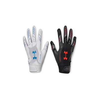 Under Armour Boys F9 Novelty Football Gloves, (100) White/Black/Atomic, Small