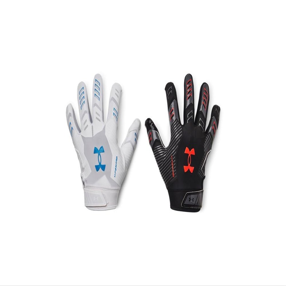 Under Armour Boys F9 Novelty Football Gloves, (100) White/Black/Atomic, Small