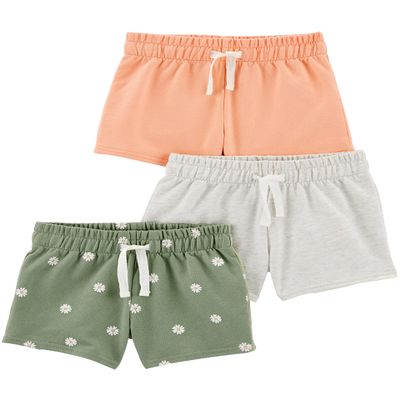 Simple Joys by Carter's Baby Girls Knit Shorts, Pack of 3, Pink/Green/Floral, 12 Months US