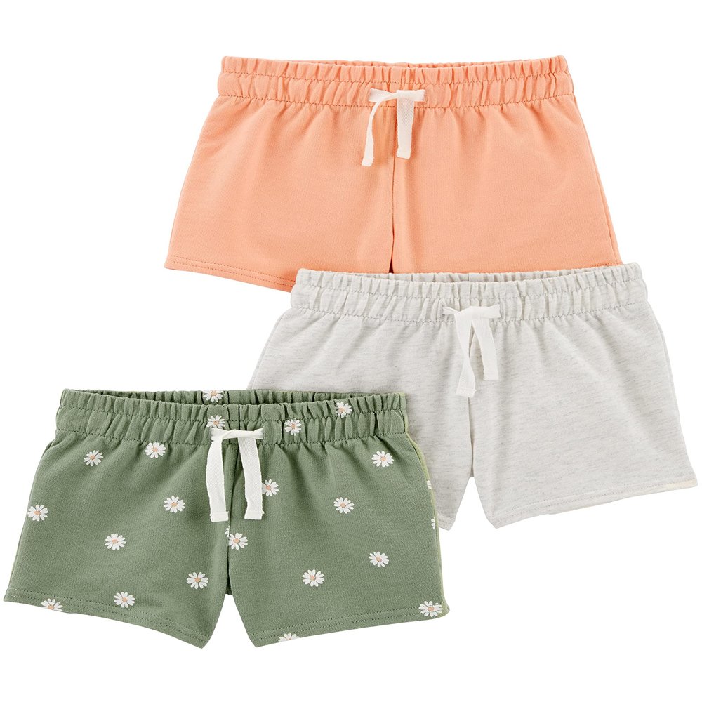 Simple Joys by Carter's Baby Girls Knit Shorts, Pack of 3, Pink/Green/Floral, 12 Months US