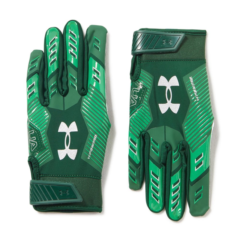 Under Armour Men's F9 Nitro Football Gloves, (301) Forest Green/Team Kelly Green/Metallic Silver, Small
