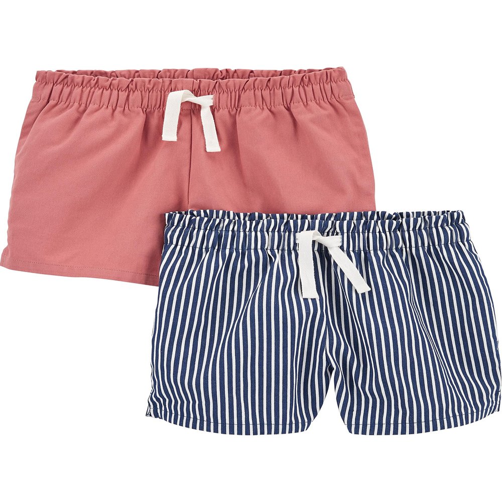 Simple Joys by Carter's Girl's Knit Shorts, Pack of 2, Navy Stripe/Rose, 4