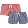 Simple Joys by Carter's Girl's Knit Shorts, Pack of 2, Navy Stripe/Rose, 4 view 1
