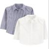 Simple Joys by Carter's Boys' Long-Sleeve Woven Shirt, Pack of 2, Navy Stripe/White, 4 view 1