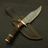 Custom Made Hand Forged Damascus Hunting/skinning Knife - Stag/antler Hand with Sheath view 4