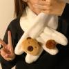 Unisex Animal Plush Scarf And Mittens Set For Winter Outfits Outdoor Activity Handwear Plush Gloves Popular Accessory view 2