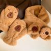 Unisex Animal Plush Scarf And Mittens Set For Winter Outfits Outdoor Activity Handwear Plush Gloves Popular Accessory view 4