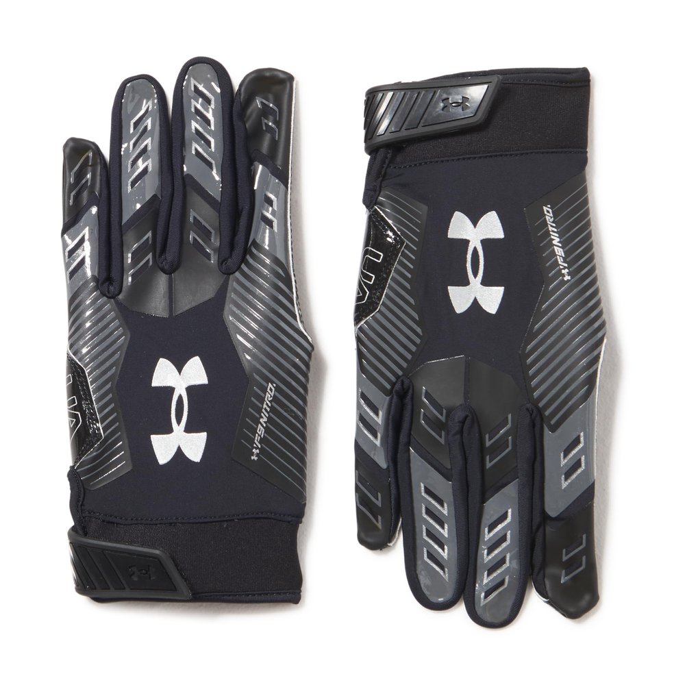 Under Armour Men's F9 Nitro Football Gloves, (001) Black/Castlerock/Metallic Silver, XX-Large