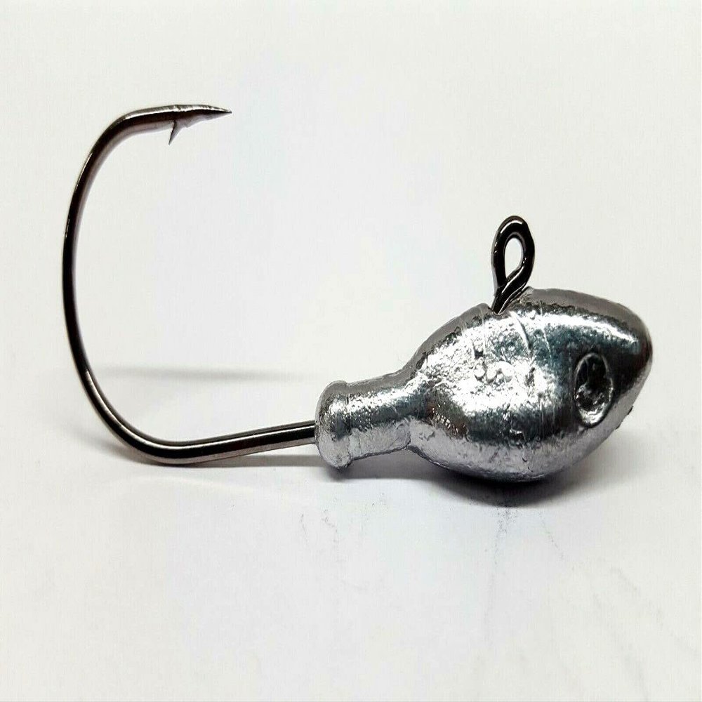 25 H-Minnow Jig Head Striper Walleye Fluke Bass B/N Ultra Point Hook- Unpainted 1oz