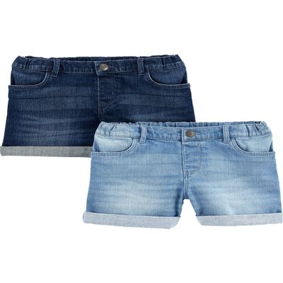 Simple Joys by Carter's Girl's Shorts, Pack of 2, Dark Denim/Light Denim, 5
