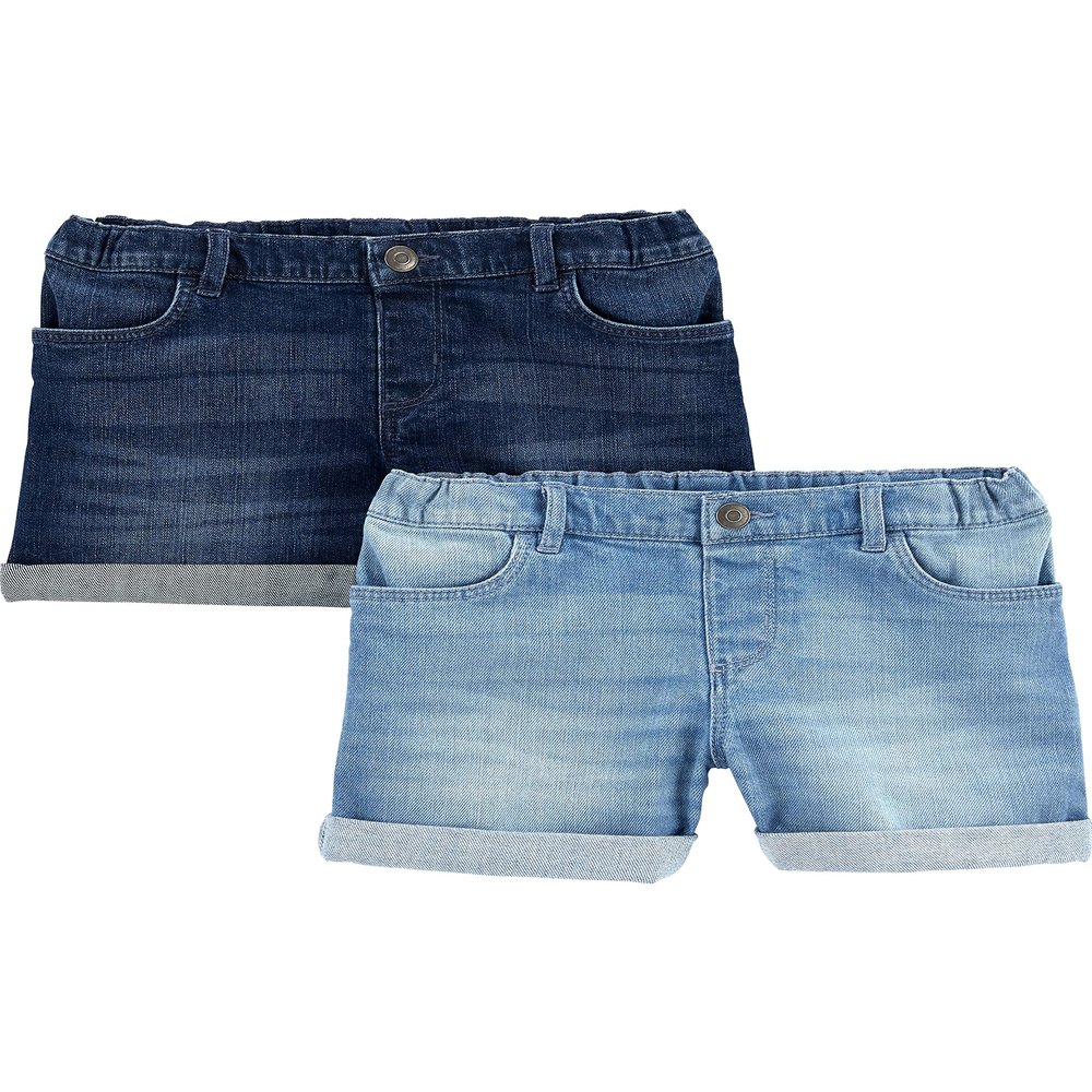 Simple Joys by Carter's Girl's Shorts, Pack of 2, Dark Denim/Light Denim, 5
