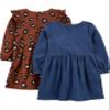 Simple Joys by Carter's Girls' 2-Pack Long-Sleeve Dress Set, Brown Cheetah/Dark Denim, 5 view 2