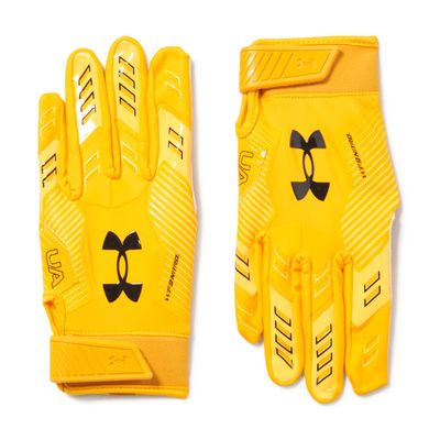 Under Armour Men's F9 Nitro Football Gloves, (750) Steeltown Gold/Taxi/Black, Medium
