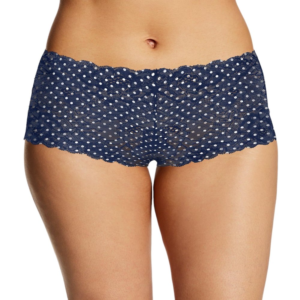 Maidenform Womens Sexy Must Haves Lace Cheeky Boyshort, 9, Navy Lucy Dot 1