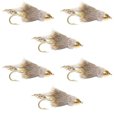 The Fly Fishing Place Cone Head Muddler Minnow Fly Fishing Flies - Classic Bass and Trout Streamers - Set of 6 Flies Hook Size 4