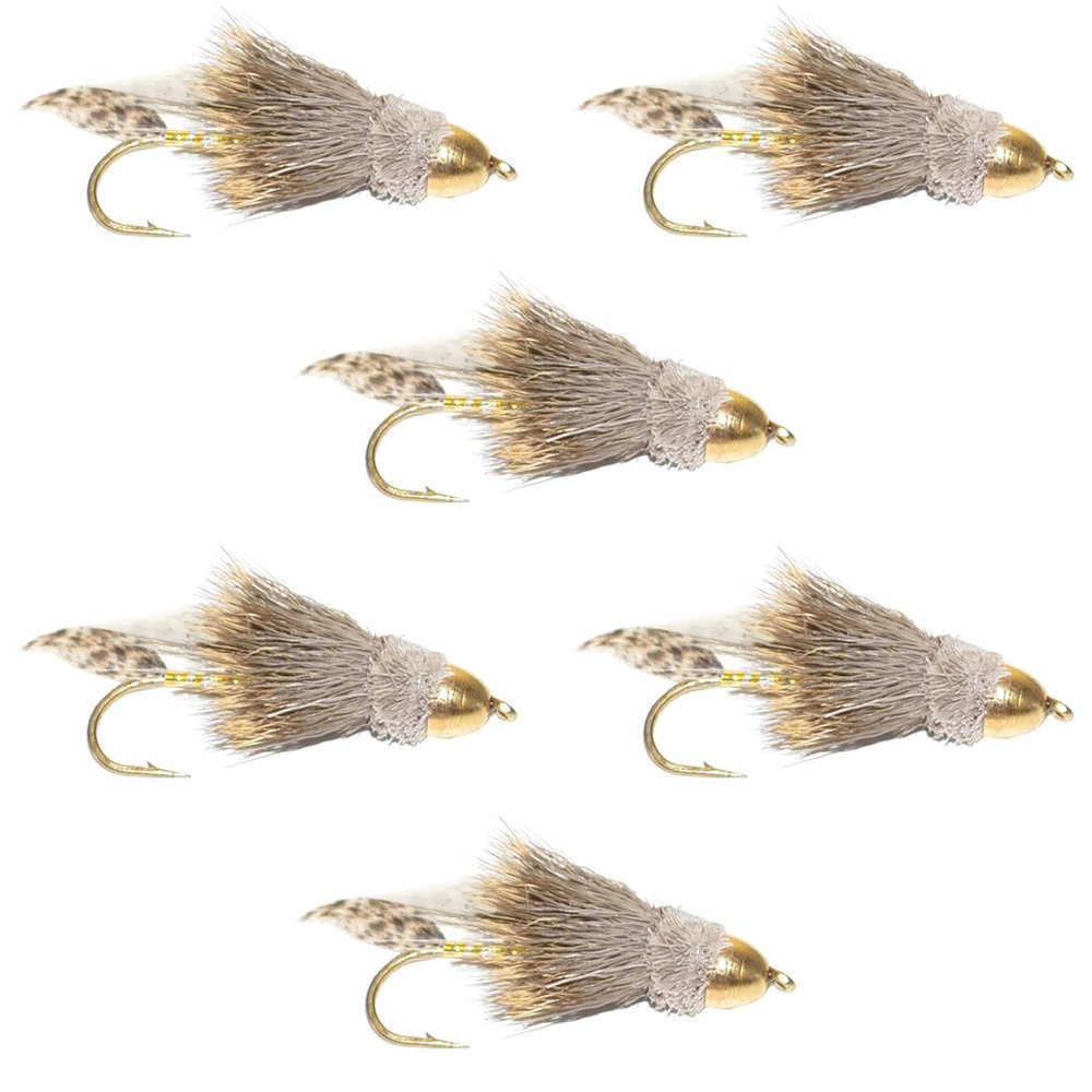The Fly Fishing Place Cone Head Muddler Minnow Fly Fishing Flies - Classic Bass and Trout Streamers - Set of 6 Flies Hook Size 4