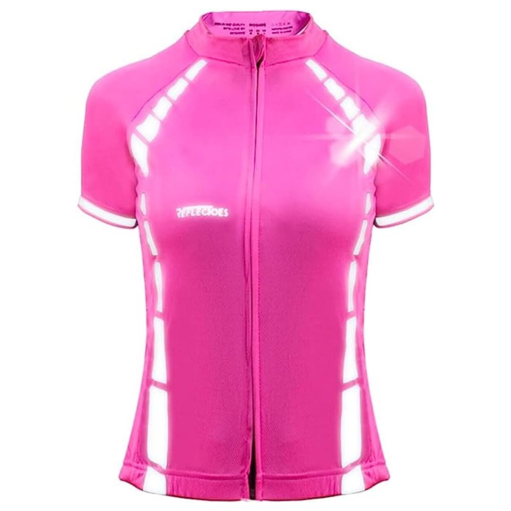 ReflecToes High Visibility Cycling Jersey - Reflective Hi-Viz Cycling Shirt Men and Women (Pink, Small)