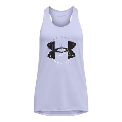 Under Armour Girls' Tech Big Logo Tank, (539) Celeste / / Black, Youth X-Large