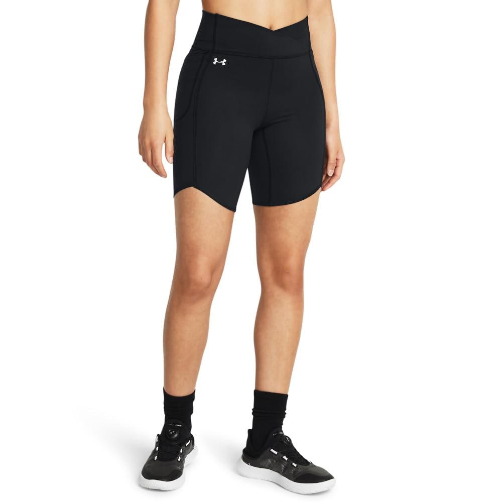 Under Armour Women's Motion Crossover Bike Shorts, (001) Black / / White, Large