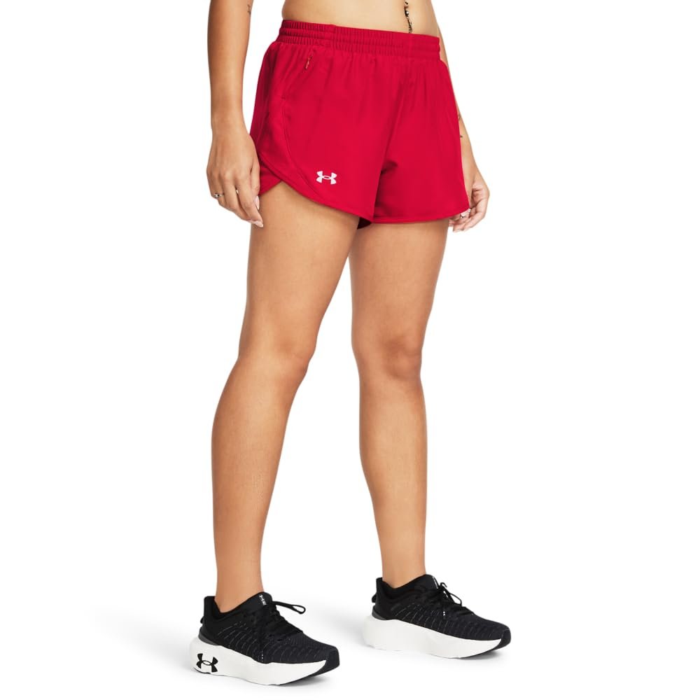 Under Armour Womens Fly by Shorts, (600) Red/Red/Reflective, X-Small