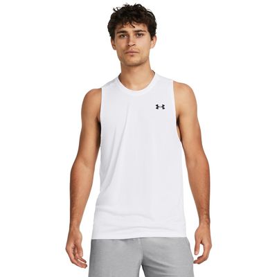 Under Armour Men's Tech Tank Top, (100) White / / Black, X-Small