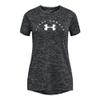 Under Armour Girls' Tech Twist Arch Big Logo Short-Sleeve Crew Neck T-Shirt, (003) Black / / White, Large view 1