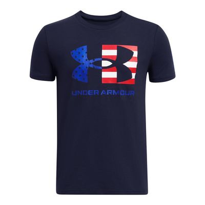 Under Armour Boys' New Freedom Chest Flag T-Shirt, (410) Midnight Navy / / Team Royal, Medium