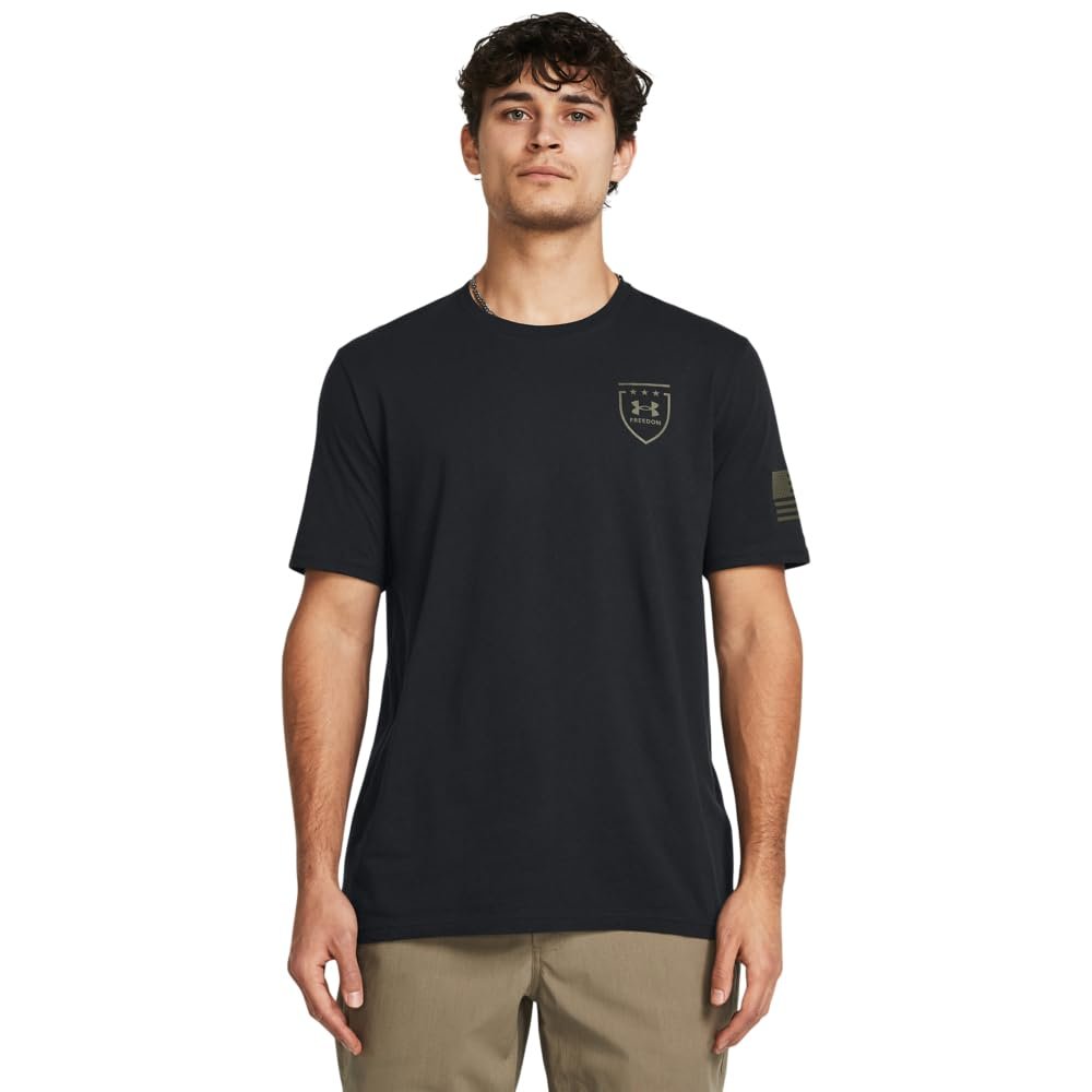 Under Armour Mens Freedom Graphic Short Sleeve T-Shirt, Eagle-(001) Black / / Marine OD Green, X-Small
