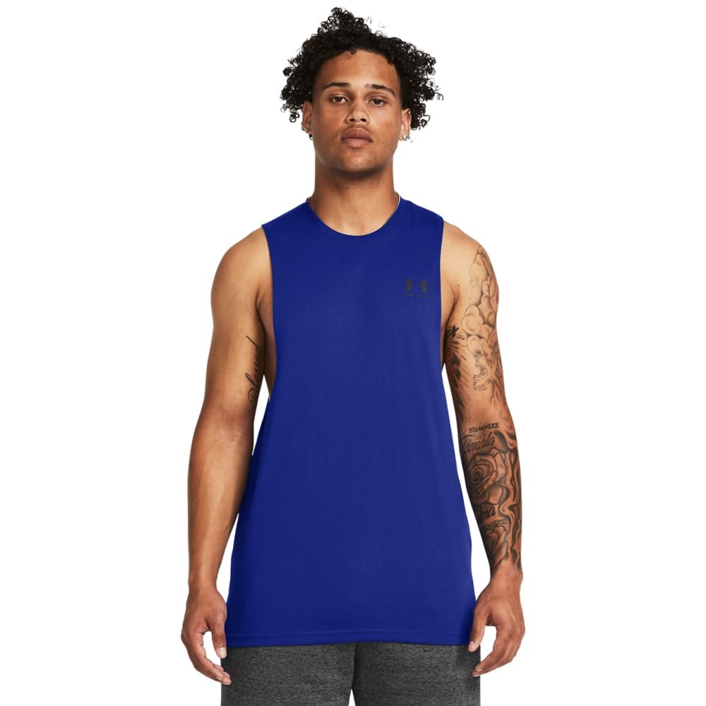 Under Armour Men's Sportstyle Left Chest Cut-Off T-Shirt, (400) Royal / / Black, XX-Large