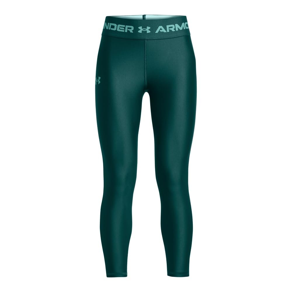 Under Armour Girls' HeatGear Armour Ankle Crop Leggings, (449) Hydro Teal / / Radial Turquoise, Youth Medium