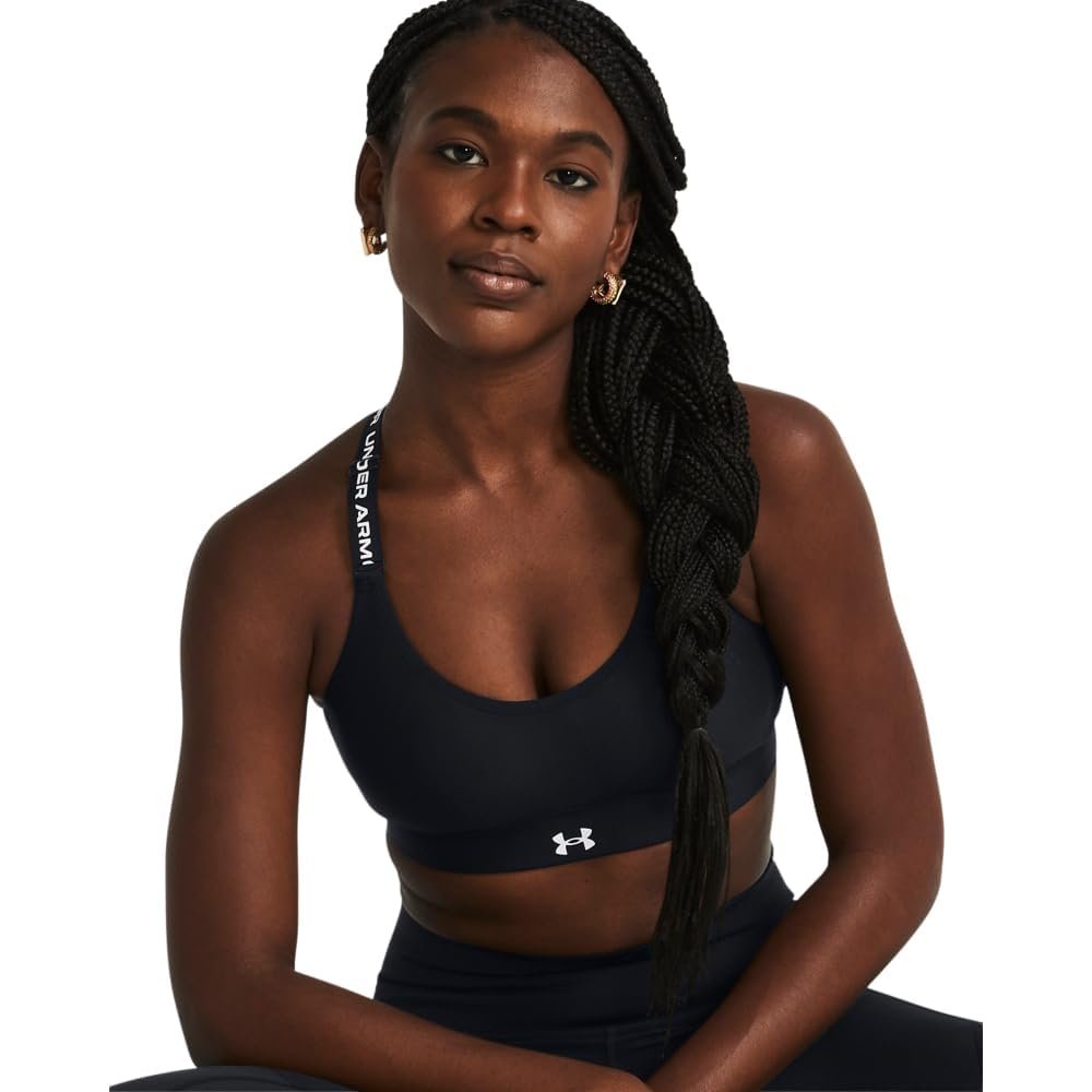 Under Armour Womens Infinity Low Impact Sports Bra, (001) Black / / White, Medium D-DD