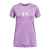 Under Armour Girls' Tech Twist Arch Big Logo Short-Sleeve Crew Neck T-Shirt, (561) Provence Purple / / White, X-Small view 1