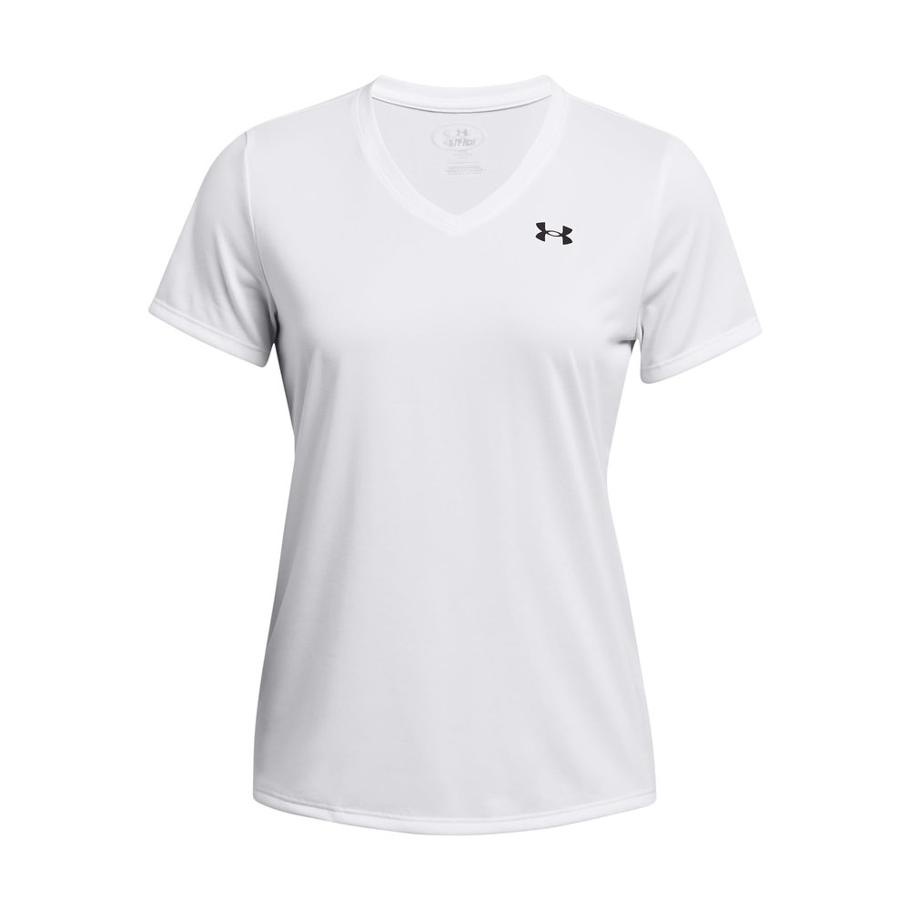 Under Armour Womens Tech Short Sleeve V Neck, (100) White / / Black, X-Large