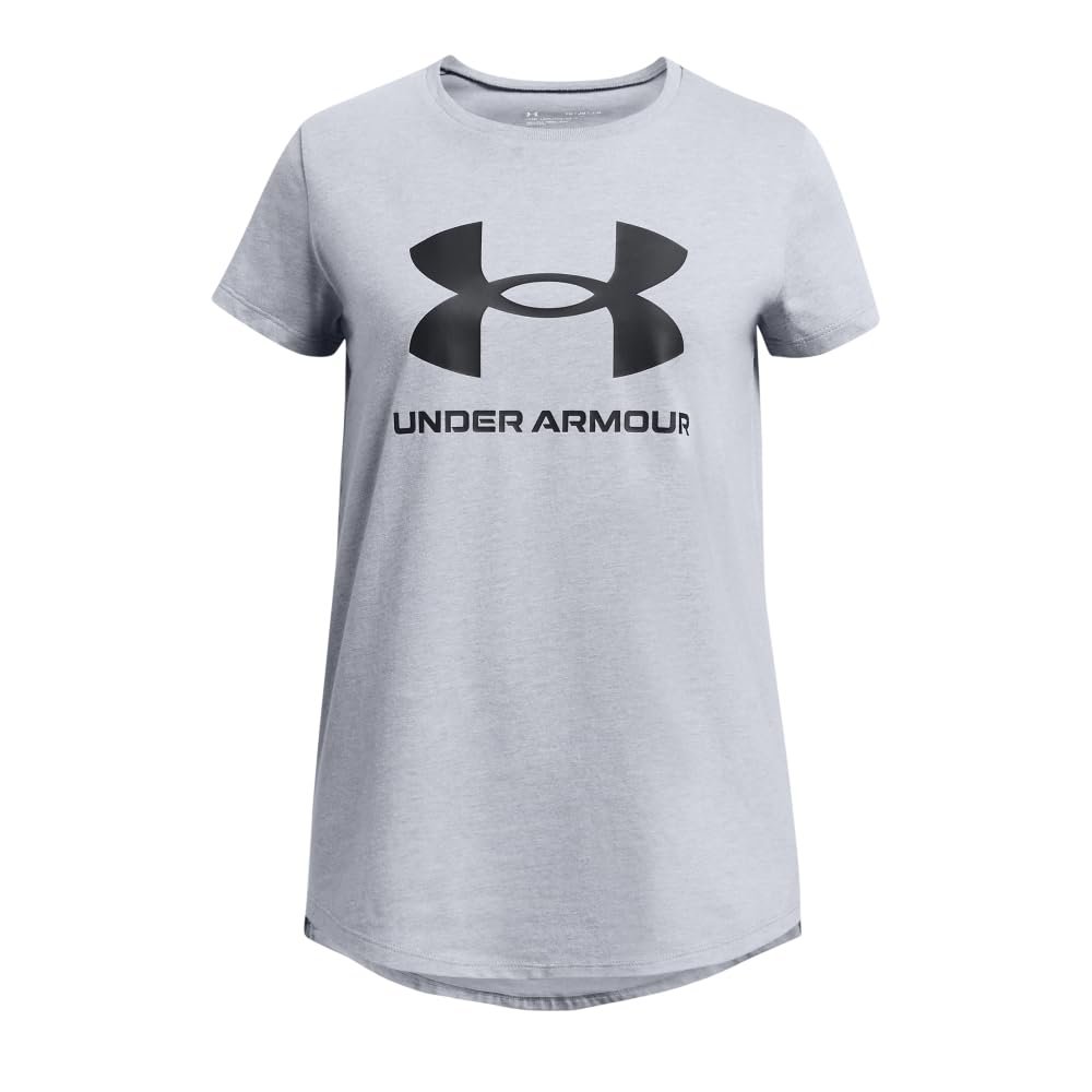 Under Armour Girls' Live Sportstyle Graphic Short-Sleeve T-Shirt, (035) Steel Light Heather / / Black, Youth X-Large