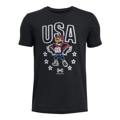 Under Armour Boys' Freedom Energy Short Sleeve Graphic T Shirt, (001) Black / / White, Small
