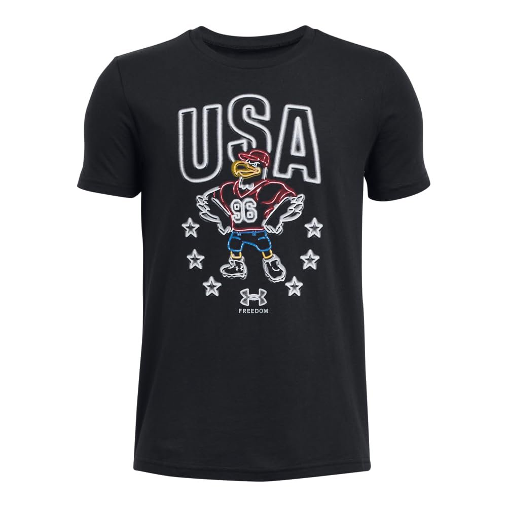 Under Armour Boys' Freedom Energy Short Sleeve Graphic T Shirt, (001) Black / / White, Small