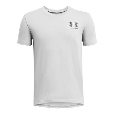 Under Armour Boys' Sportstyle Left Chest Short-Sleeve T-Shirt, (011) Mod Gray Medium Heather / / Black, Medium