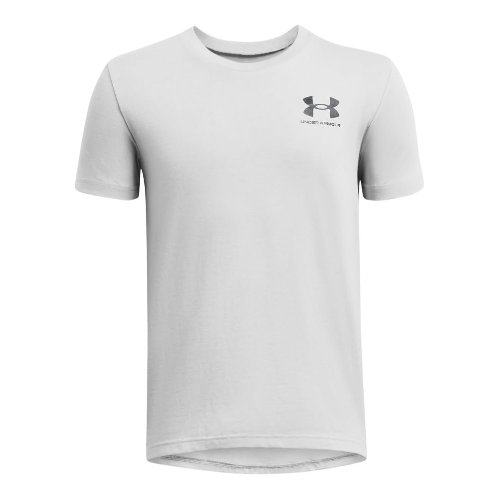 Under Armour Boys' Sportstyle Left Chest Short-Sleeve T-Shirt, (011) Mod Gray Medium Heather / / Black, Medium