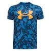 Under Armour Boys Tech Big Logo Printed Short-Sleeve T-Shirt, (406) Photon Blue / / Nova Orange, X-Small view 1