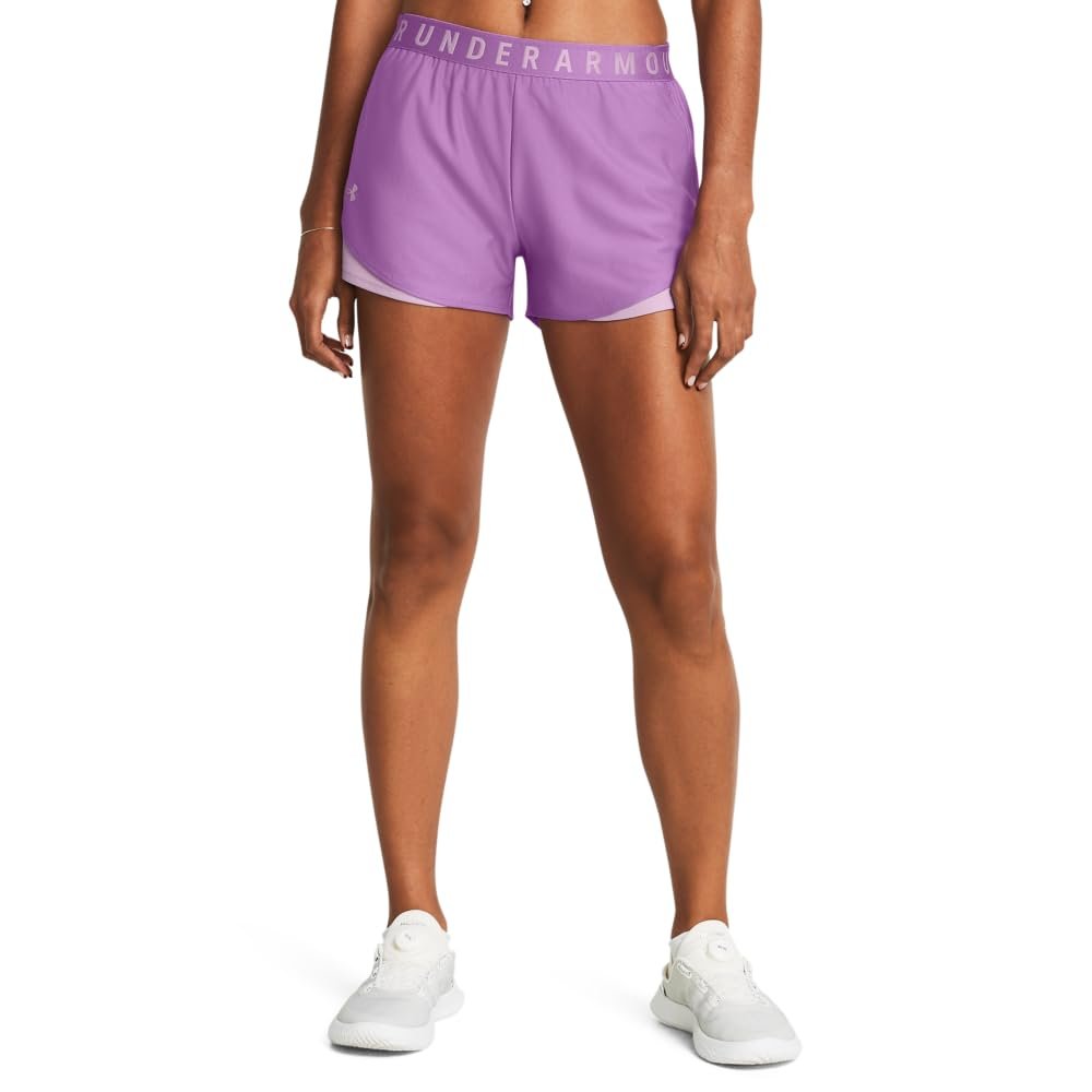 Under Armour Women's Moisture Wicking Play Up 3.0 Gym Shorts, 3" Inseam, 1344552 (Lavender, XXL)