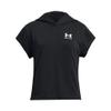 Under Armour Girls' Rival Terry Short Sleeve Cut Hoodie, (001) Black / / White, Small view 1