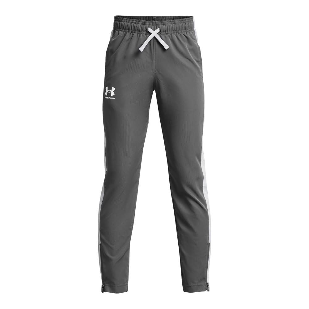 Under Armour Boys' Sportstyle Woven Pants, (025) Castlerock/Mod Gray/White, Small