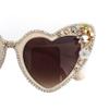 helena Love Heart Shaped Rhinestone Flower Sunglasses Women Stylish Love Eyeglasses (tea) view 3