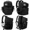 LHI Military Tactical Backpack for Men and Women 45L Army 3 Days Assault Pack Bag Large Rucksack with Molle System - Black view 3